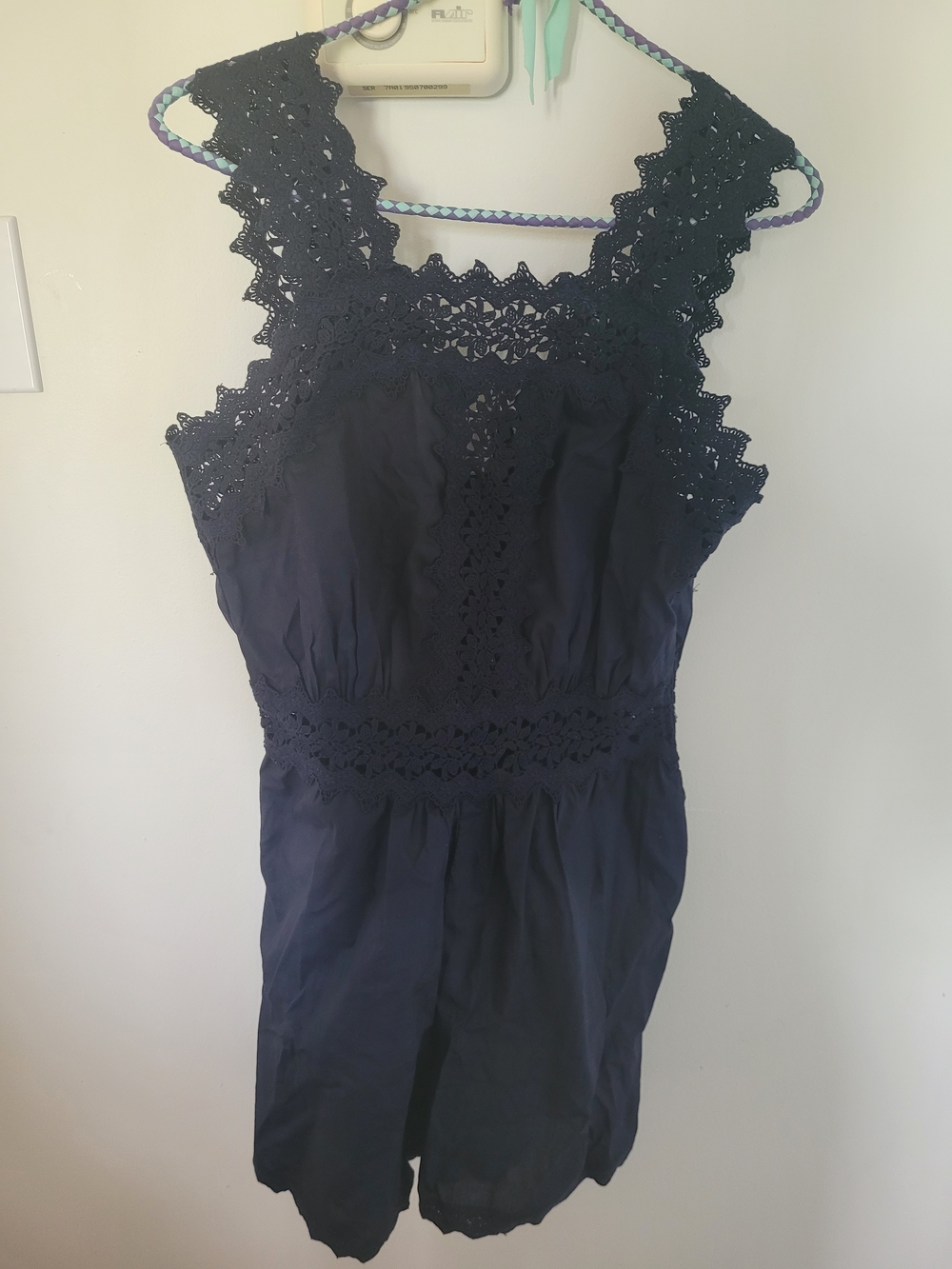 H&M Navy Blue Lace Trim Romper